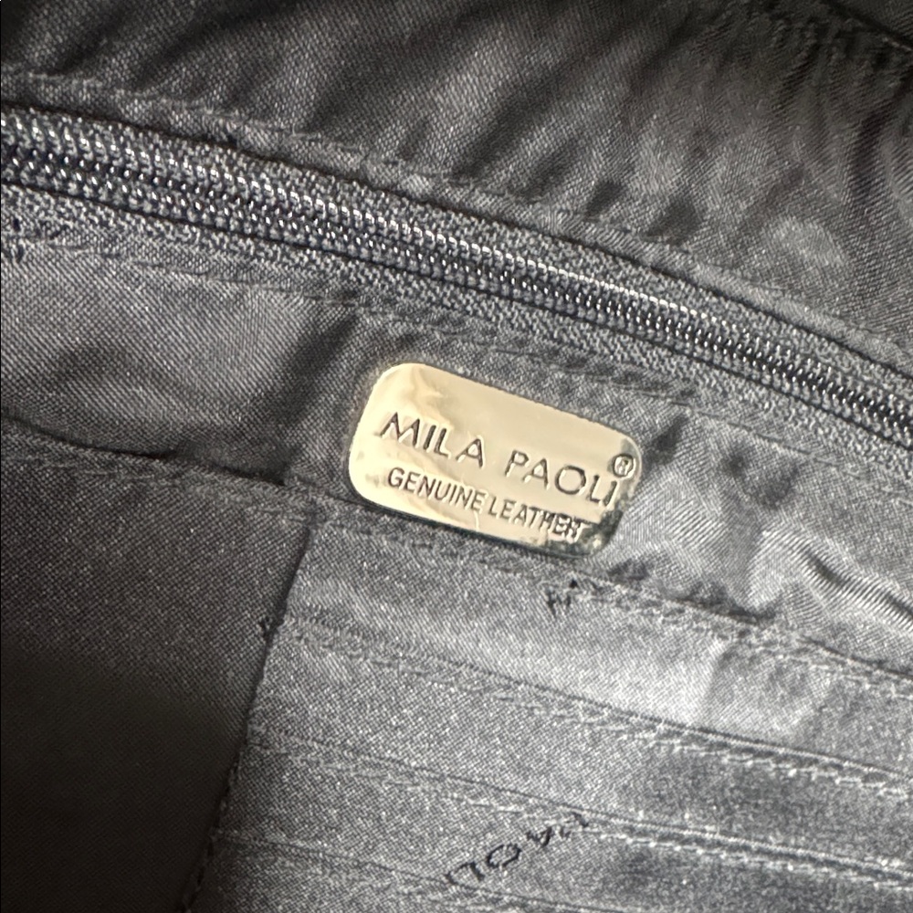 MILA PAOLI Classic Black Fine Leather Shoulder Bag Made In Italy - Picture 10 of 13